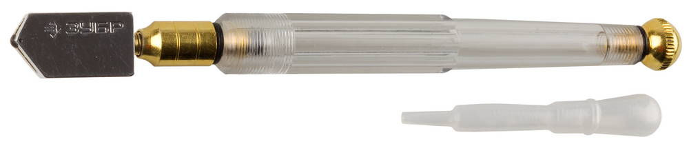 Стеклорез роликовый масляный 25000 м, прозрачная пластмассовая рукоятка ЗУБР 33686