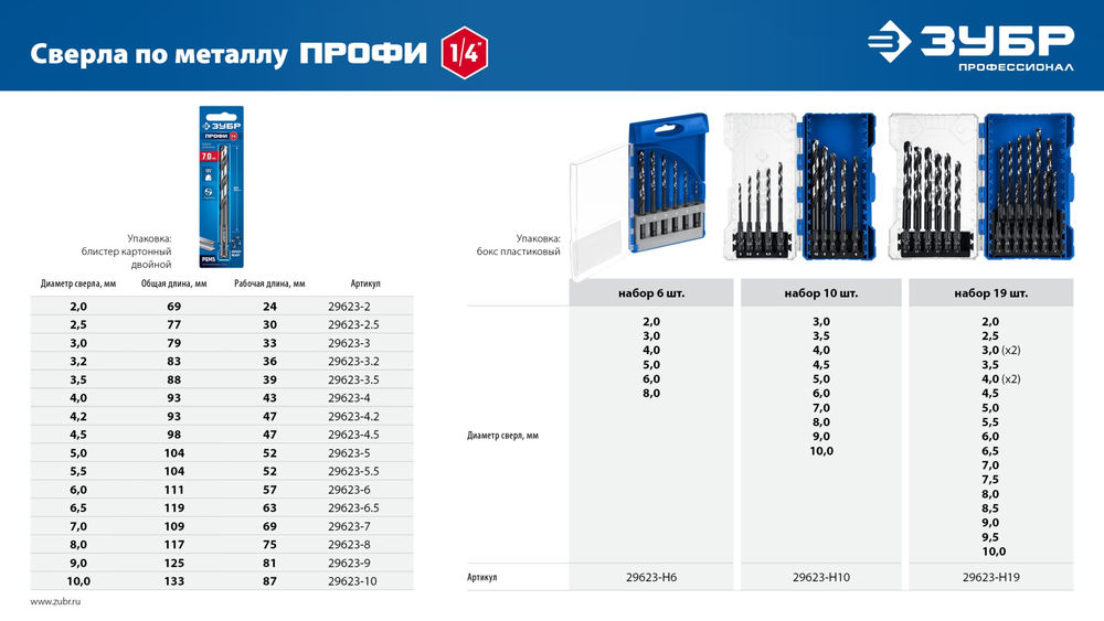 Сверло по металлу НЕХ-1/4, d 9.0 х 125 мм, для винтовёртов и шуруповертов IMPACT READY ЗУБР 29623-9_z01