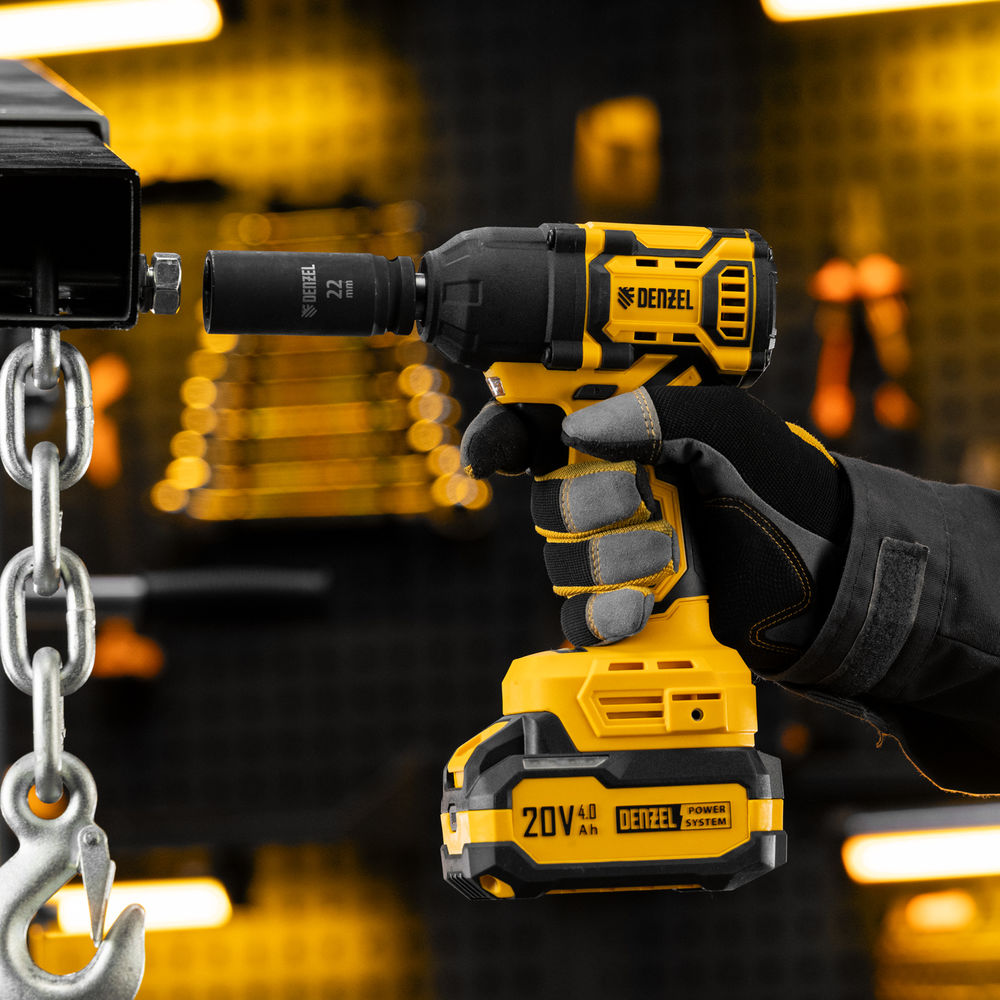 Гайковерт ударный аккумуляторный бесщет. CIWH-BL-20-500, Li-Ion, 20 В// Denzel (26524)