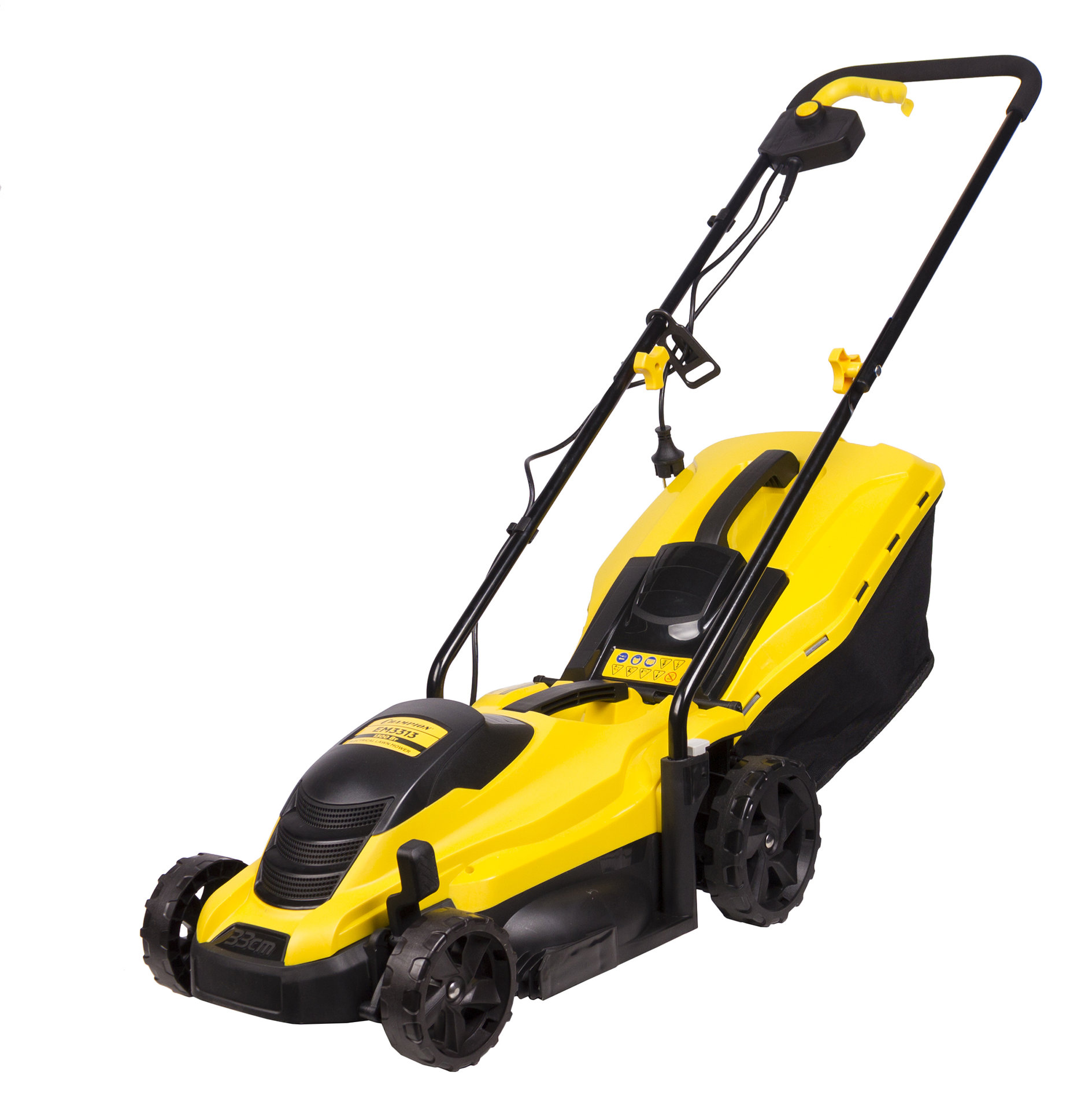 Газонокосилка эл. CHAMPION EM3313 (1,3 кВт пласт.+ткань травосб. 35л ширина 330мм 25-65мм, 8,8кг) (EM3313)