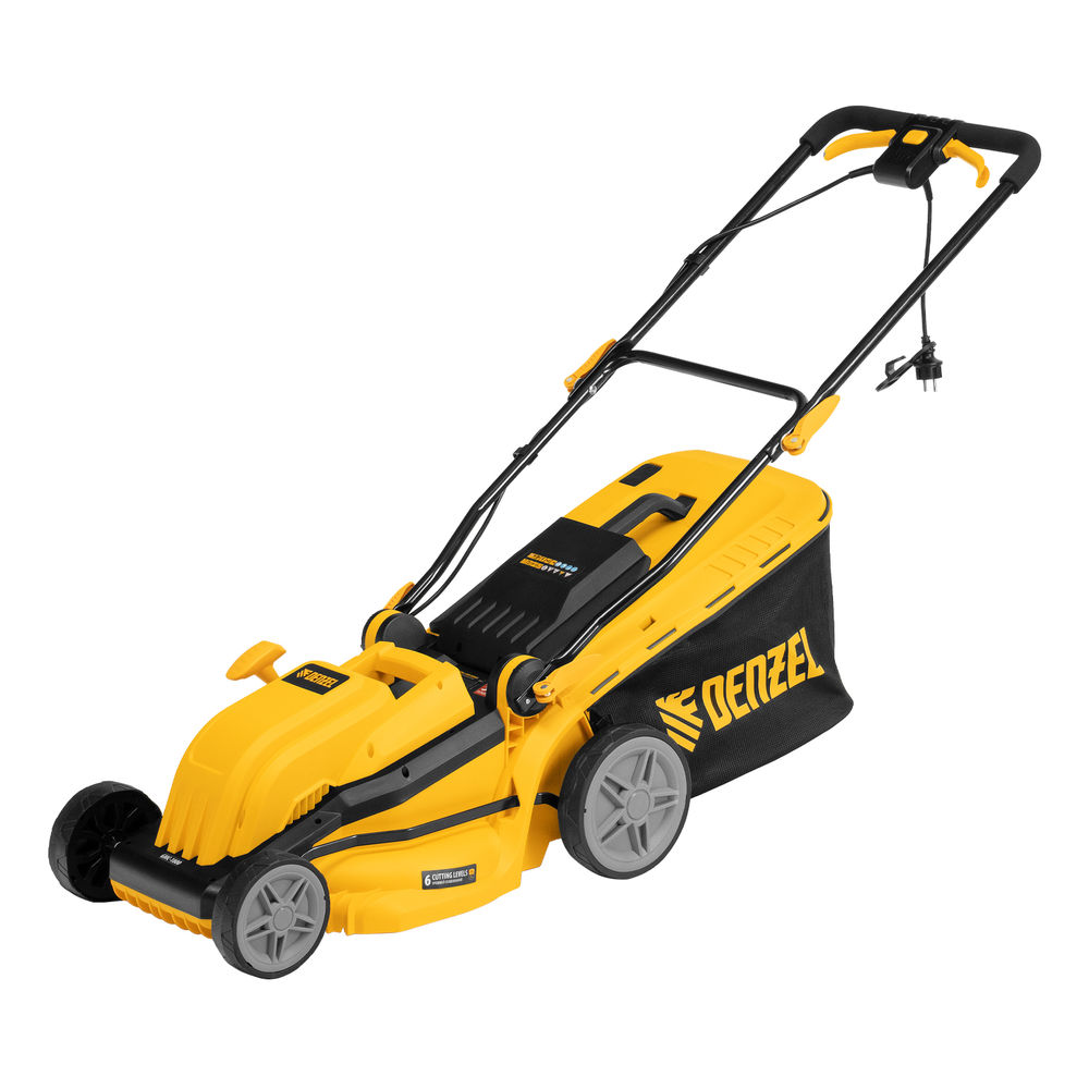 Газонокосилка электрическая GMC-1800, шир. 38см, 1800 Вт, 6 уров., травосб. 35 л Denzel (96629)