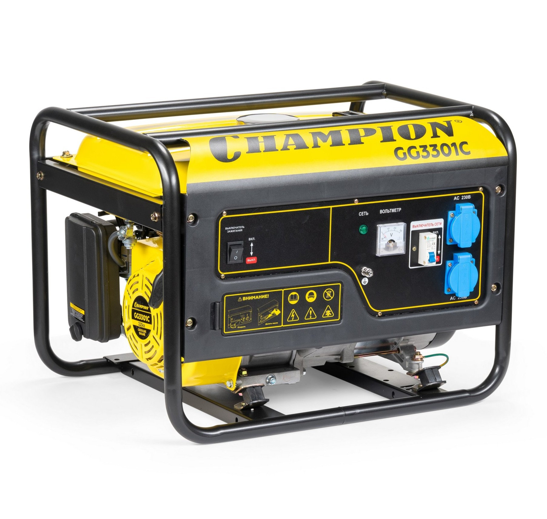 Генератор CHAMPION GG3301C (2,8/3,1кВт 6лс 15л 46кг высокий пусковой ток, 7кВт) (GG3301C)