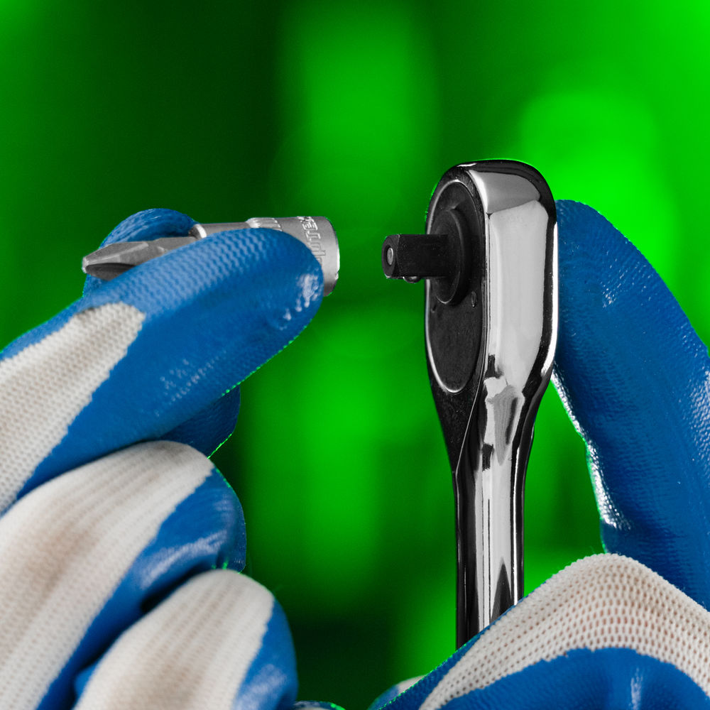 Ключ-трещотка 1/4, 45 зубьев, с быстрым сбросом, CrV, хром Сибртех