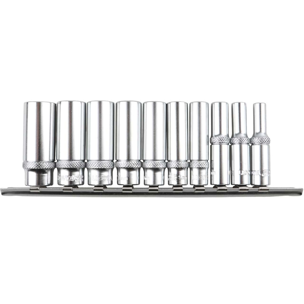 Набор глубоких торцевых головок 6-ти гранных 10 пр. на линейке, 5-14 мм 1/4 Licota TBS-23101