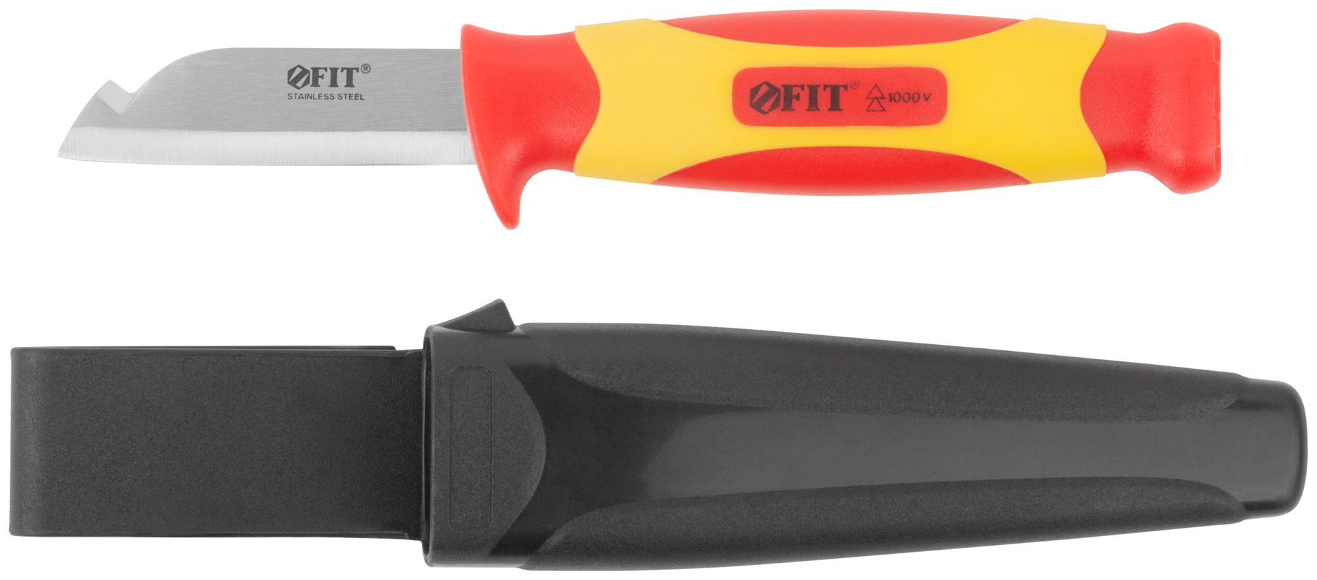 Нож изолированный 1000 В, нерж.сталь, 190 мм, лезвие 68 мм, прорезин.ручка (10607)