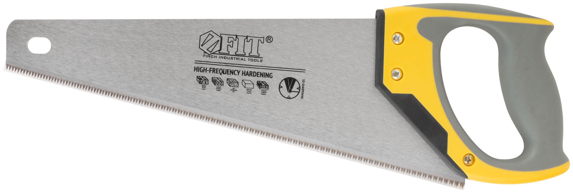 Ножовка по дереву, мелкий каленый зуб 12 ТPI, 3D заточка, 3К пласт.прорезиненная ручка, Профи 350 мм (40481)