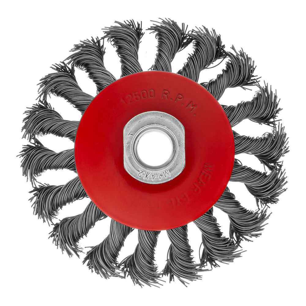 Щетка для УШМ, 100 мм, М14, тарелка, крученая проволока 0.5 мм Matrix (74609)