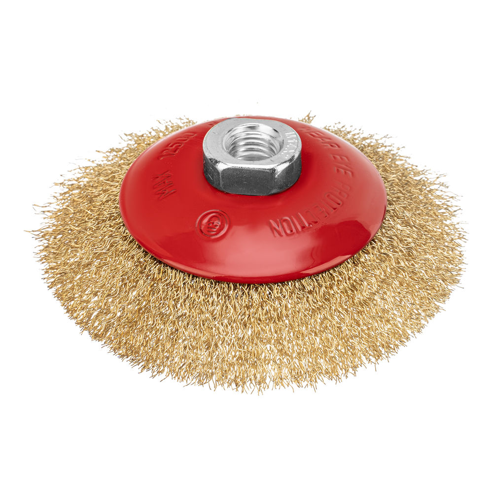 Щетка для УШМ, 115 мм, М14, тарелка, латунированная витая проволока Matrix (74612)