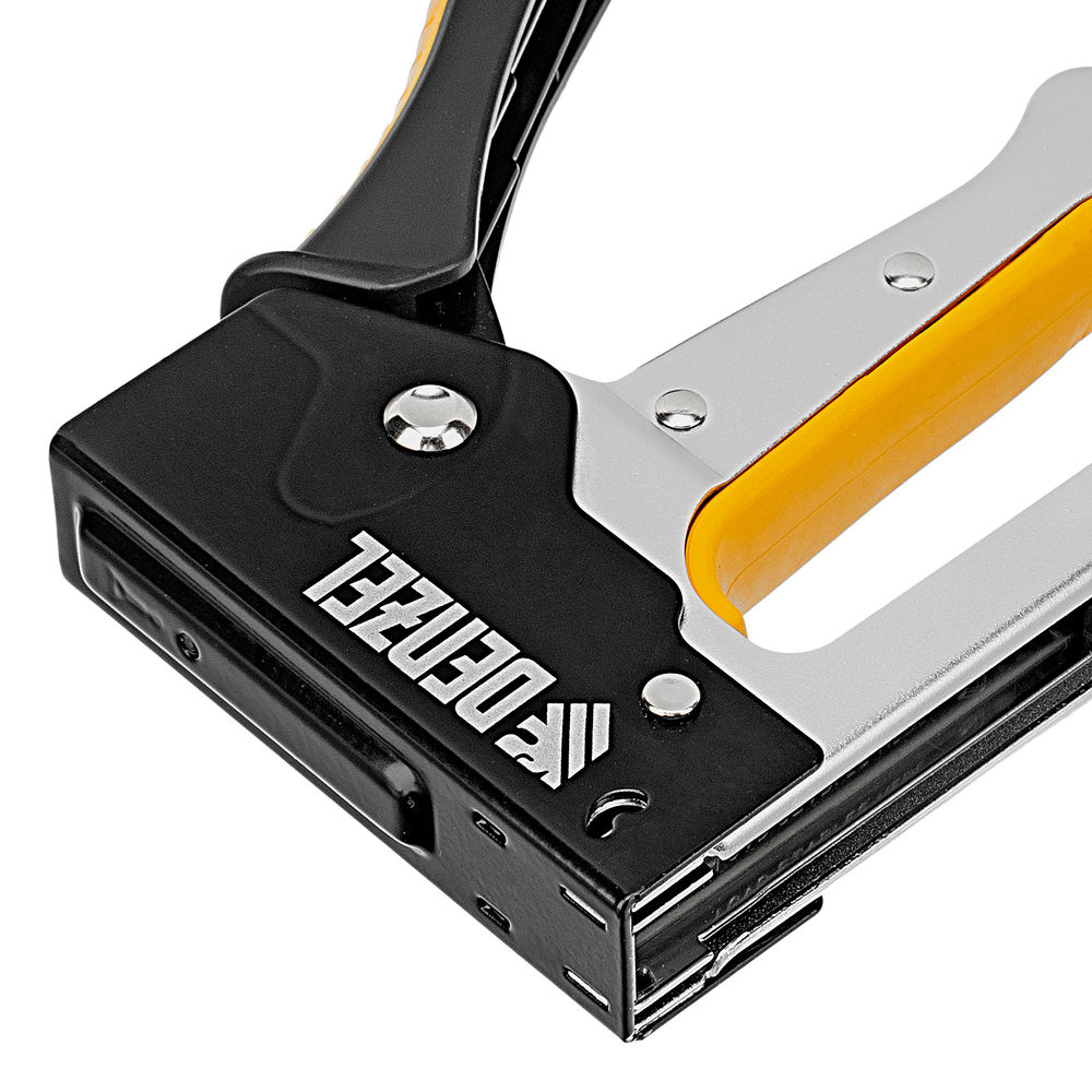 Степлер металлический, скобы в комплекте, 2К рукоятка, тип 53, 6-10 мм Denzel (40222)