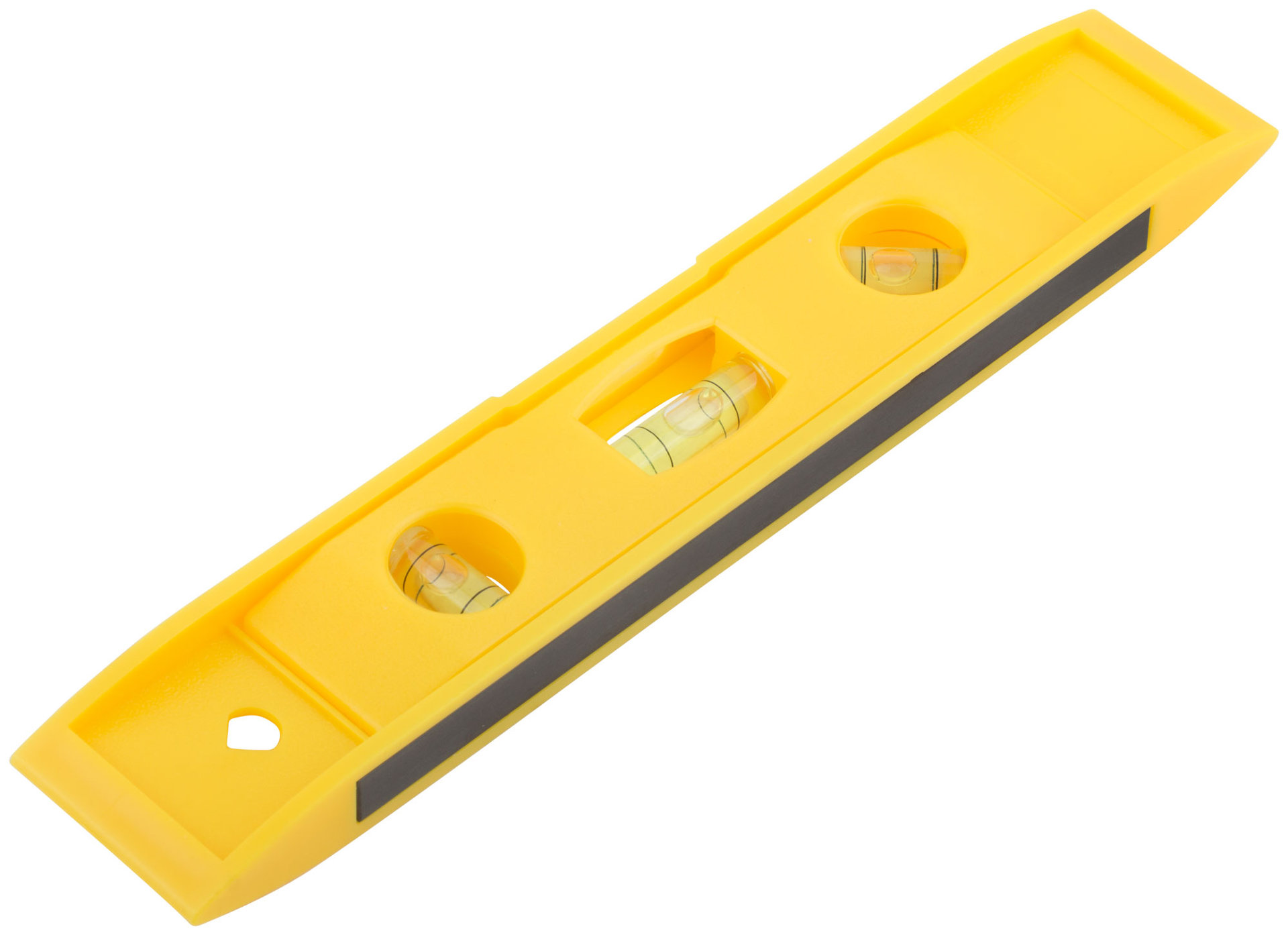 Уровень Торпедо пластиковый, 3 глазка, магнитный 225 мм (18601)