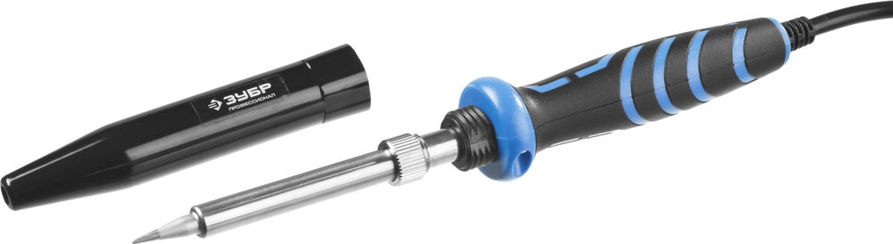 Электропаяльник Ceramic PRO 60 Вт, керамический нагреватель, конус, 2-компонентная рукоятка, с защитным колпачком ЗУБР Профессионал 55413-60