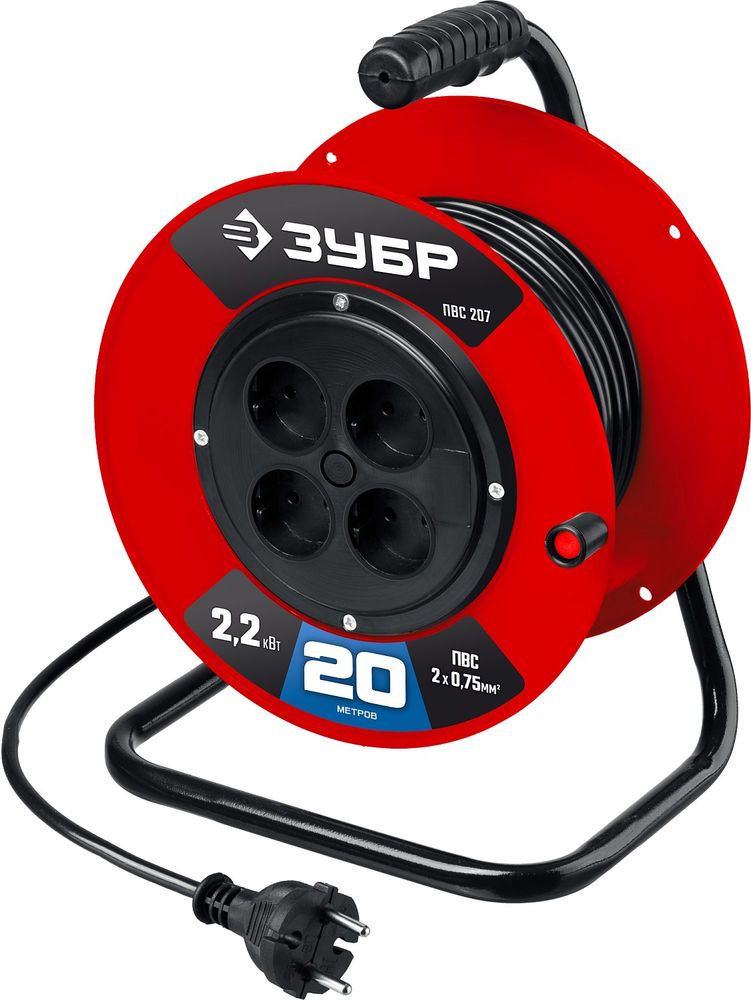 Удлинитель на катушке ПВС 2 x 0.75 мм2 20 м 2200 Вт ЗУБР ПВС-207 55083-20_z01