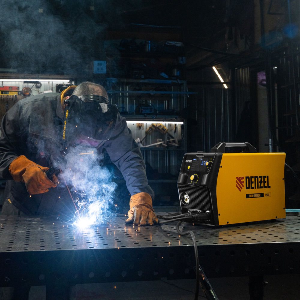 Аппарат инвертор. полуавтомат. cварки IMIG-185SDR, 180 А, ПВ 60%, катушка 5 кг Denzel (94363)