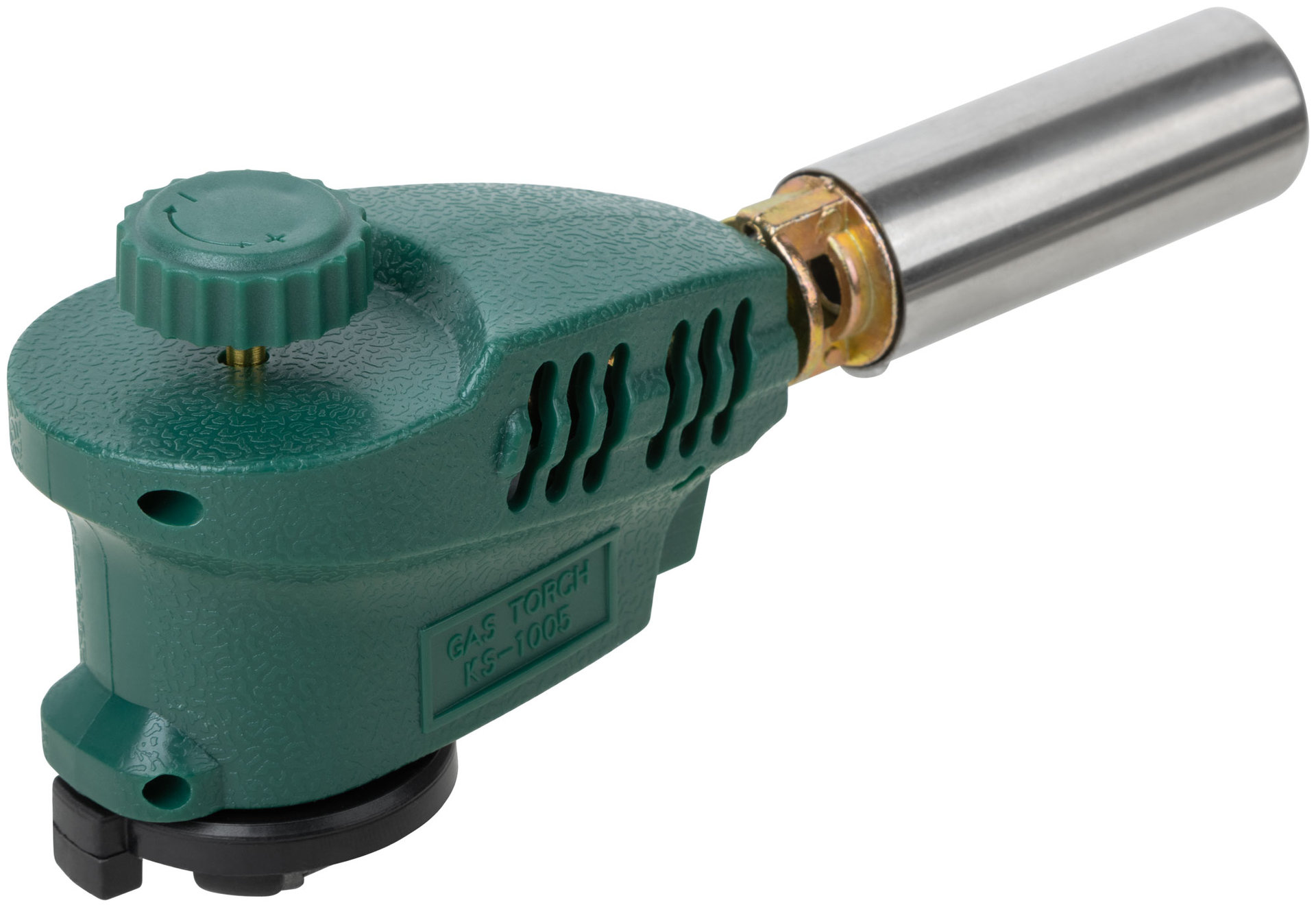 Горелка газовая на цанговый баллон, пласт.корпус, с пьезоподжигом, сопло 22 мм (67657М)