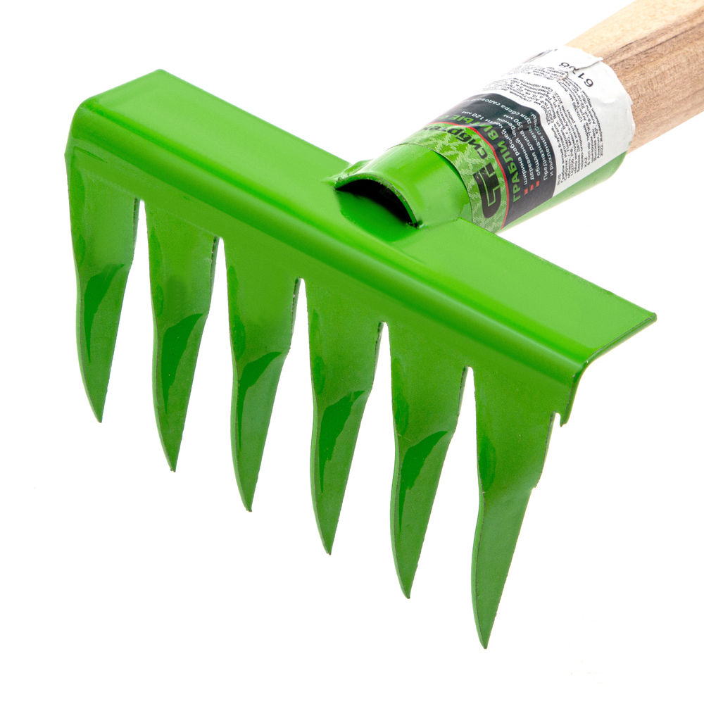 Грабли витые 6 - зубые, 120 х 390 мм, стальные, деревянная рукоятка, Агроном, Сибртех (61758)