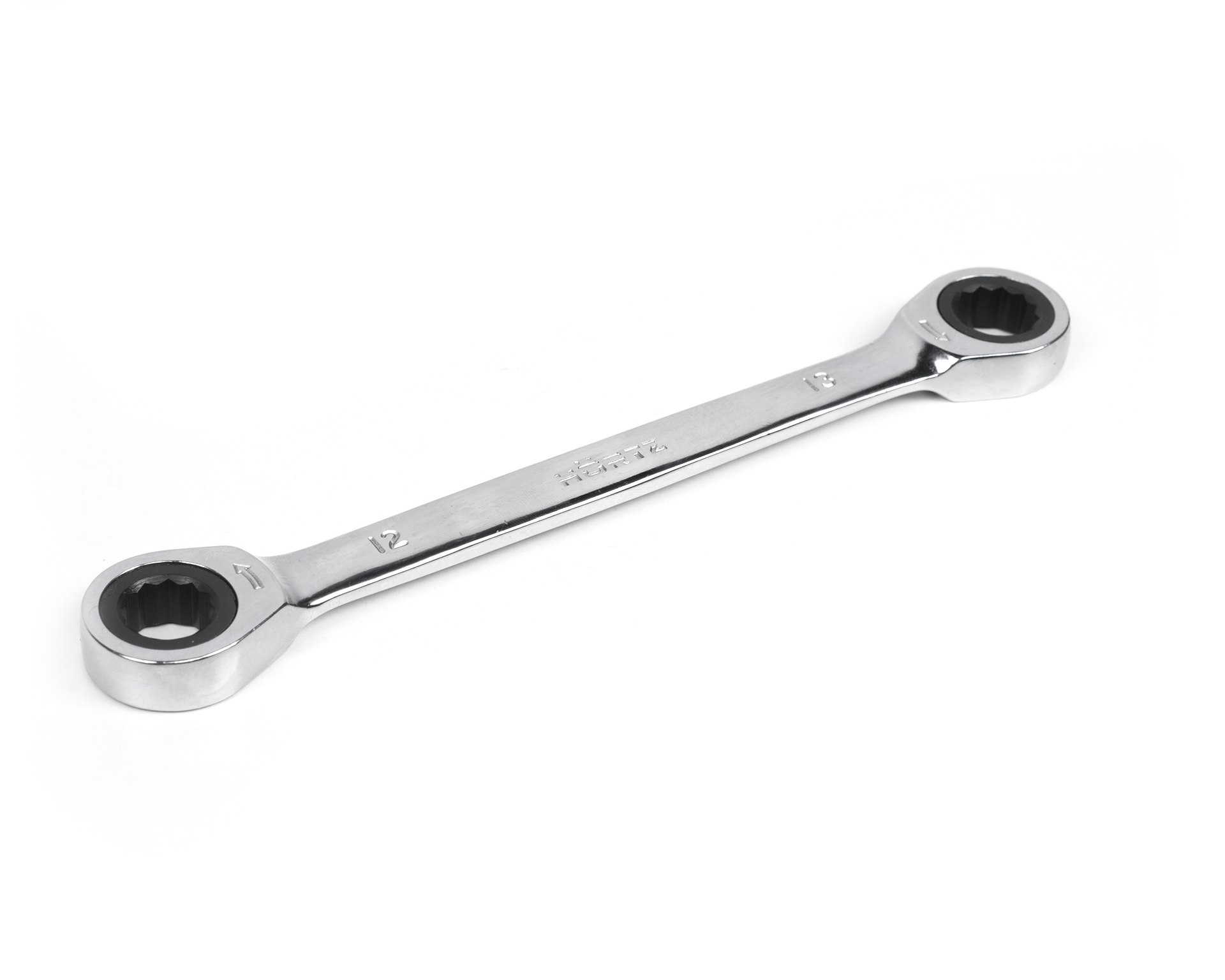 Ключ накидной двусторонний 12х13 мм трещоточный хромирование HORTZ