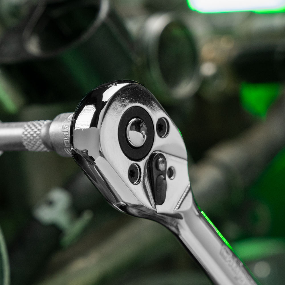 Ключ-трещотка 1/4, 45 зубьев, цельнометаллический, с быстрым сбросом, CrV, хром Сибртех