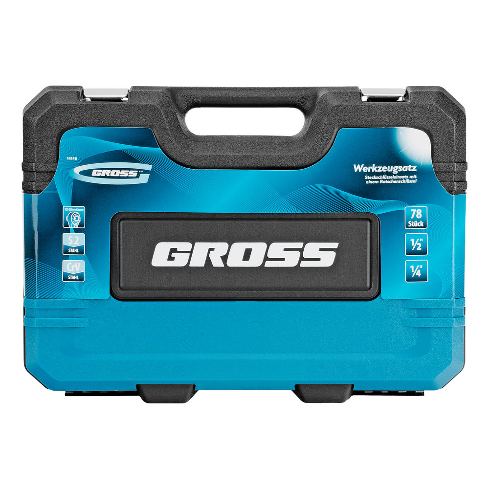Набор инструментов, 1/4, 1/2, CrV, 120 зубьев, 78 предметов Gross