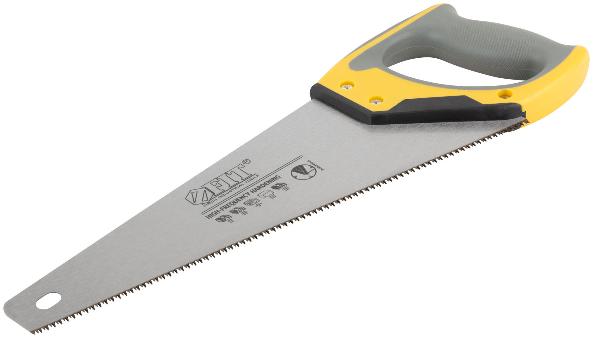 Ножовка по дереву, мелкий каленый зуб 12 ТPI, 3D заточка, 3К пласт.прорезиненная ручка, Профи 350 мм (40481)