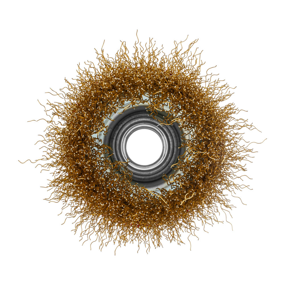 Щетка для УШМ, 65 мм, М14, чашка, латунированная витая проволока Matrix (74603)