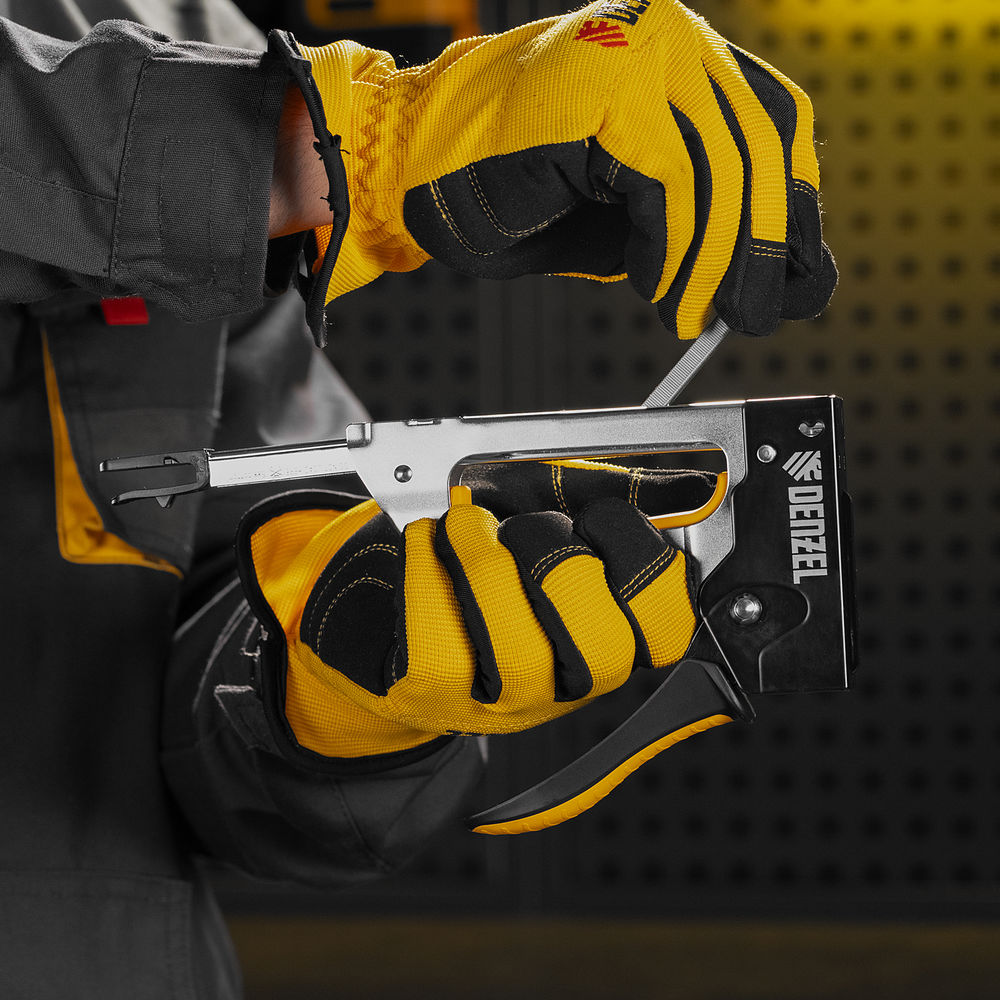 Степлер металлический, скобы в комплекте, 2К рукоятка, тип 53, 6-10 мм Denzel (40222)