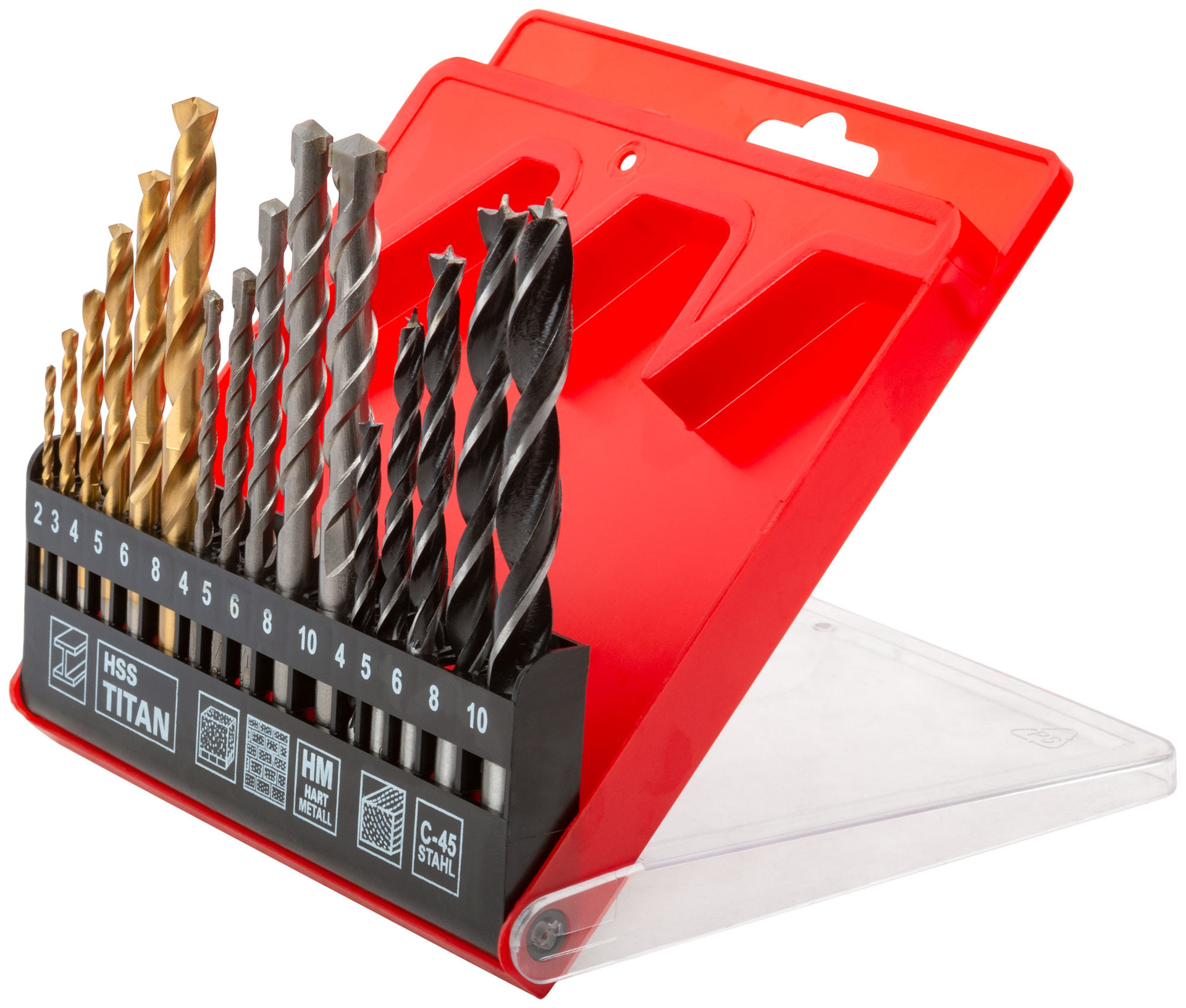 Сверла-комби, 16 шт., металл/бетон/дерево (36358)