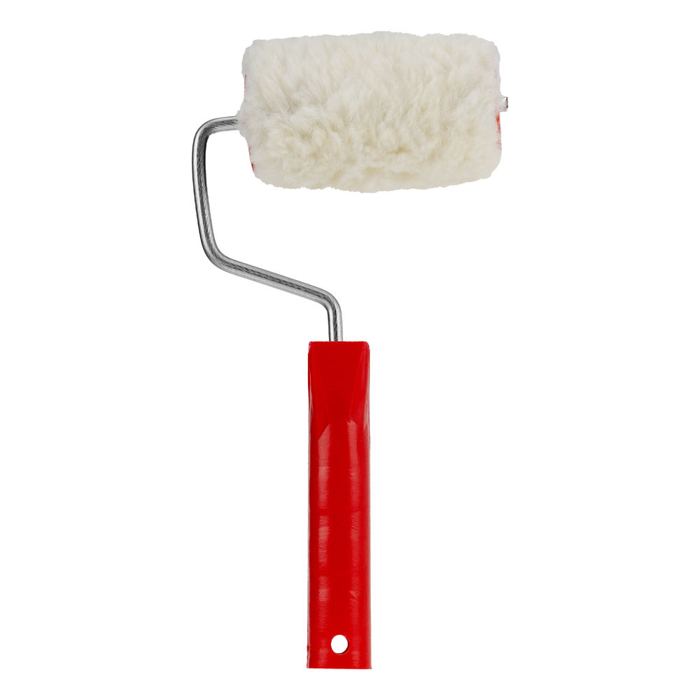 Валик Натуральный мех, в сборе, 100 мм, D 48 мм, D ручки 6 мм, крепление шплинтом Сибртех (80161)