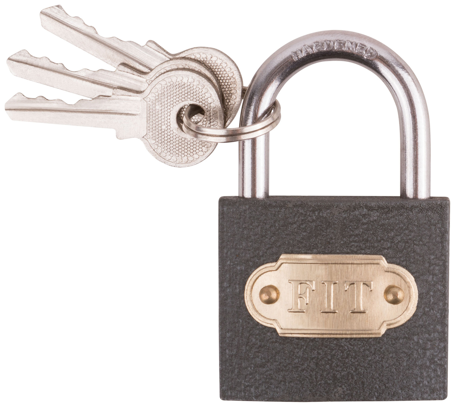 Замок навесной железный 38х32 мм, стальная дужка 5,2 мм (67138)