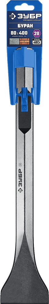 Зубило плоское изогнутое 80 x 400 мм HEX 28 ЗУБР БУРАН Профессионал 29372-80-400