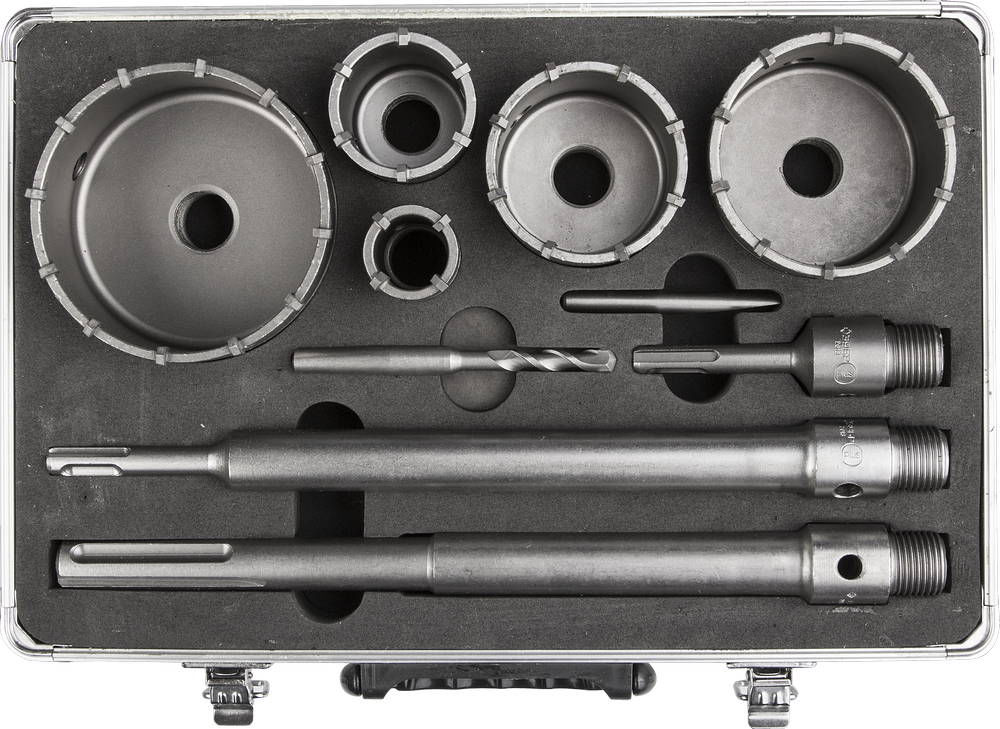 Набор коронок по бетону с оснасткой d 33,68 мм Alu кейс Профессионал ЗУБР 29185-H2-10