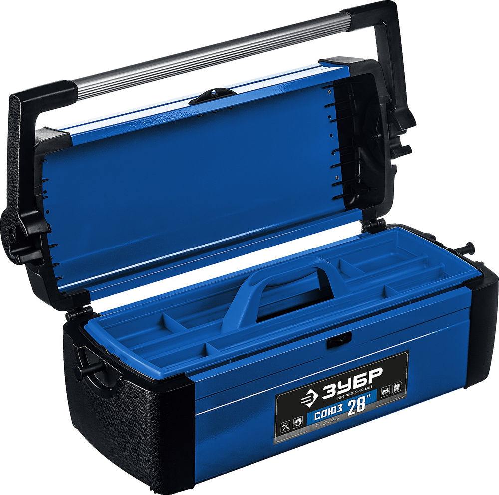 Металлический ящик для инструментов 710 x 270 x 260 мм 28 Профессионал ЗУБР СОЮЗ-28 38151-28