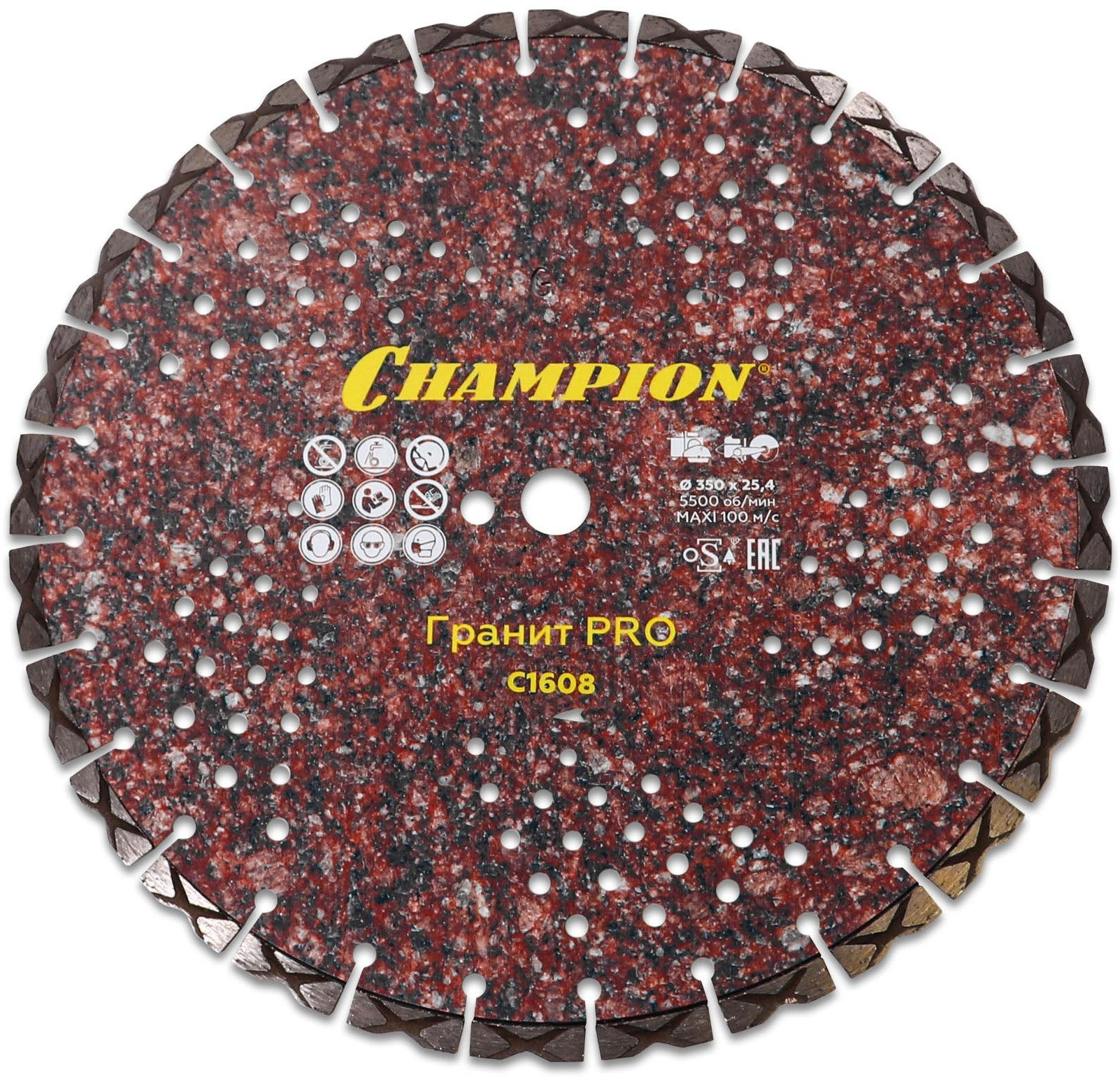 Диск алмазный CHAMPION гранит PRO 350/25,4/10 Laser Granitek (гранит твёрдый) (C1608)