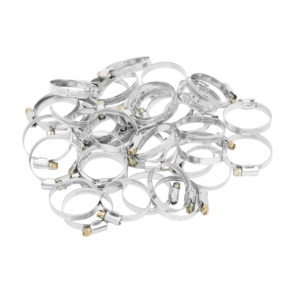 Хомуты металлические, Стандартное болтовое крепление 32-50 мм, 50 штук в упаковке, ширина 9 мм Сибртех (47561)