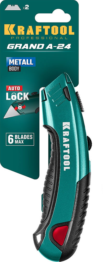 Нож универсальный с автостопом, 2 лезвия KRAFTOOL 09241