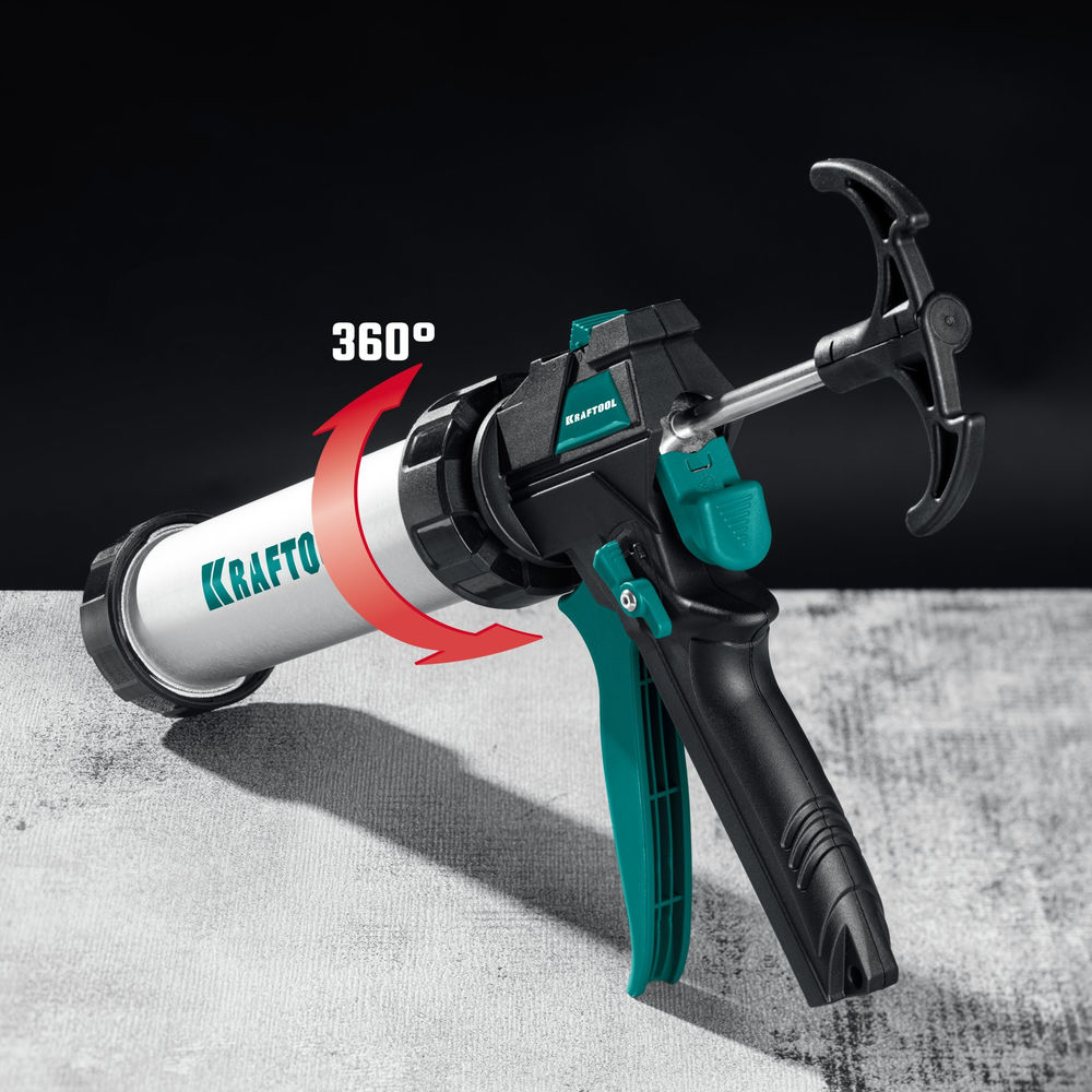 Закрытый пистолет для герметикаа ULTRA, 600 мл, прямой забор, регулировка силы давления, вариативная антикапельная система KRAFTOOL 06677-60