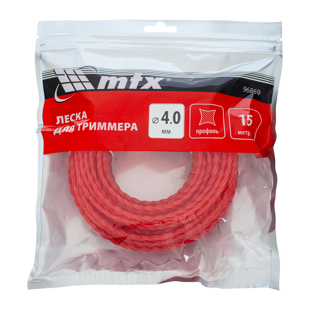Леска для триммера витой квадрат 4,0 мм х 15 м MTX (96869)