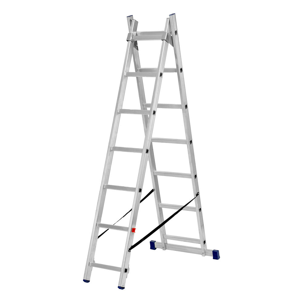Лестница, 2 х 7 ступеней, алюминиевая, двухсекционная, Сибртех (97907)