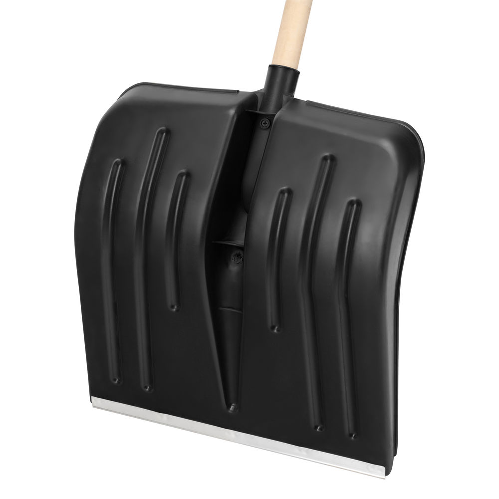 Лопата для уборки снега пластиковая, 420 х 425 х 1550 мм, деревянный черенок, Сибртех (61580)