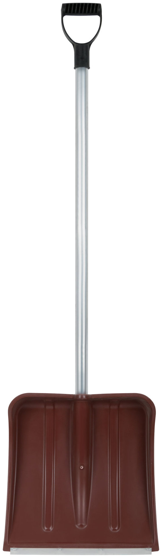 Лопата для уборки снега пластиковая цветная, алюминиевый черенок 380х365х1340 мм (68116)