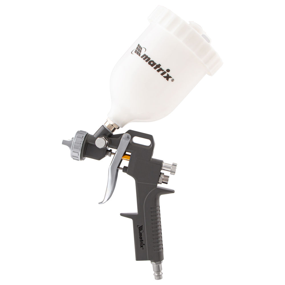 Набор пневмоинструмента, 5 предметов, быстросъемное соединение, краскораспылитель с верхним бачком Matrix (57304)