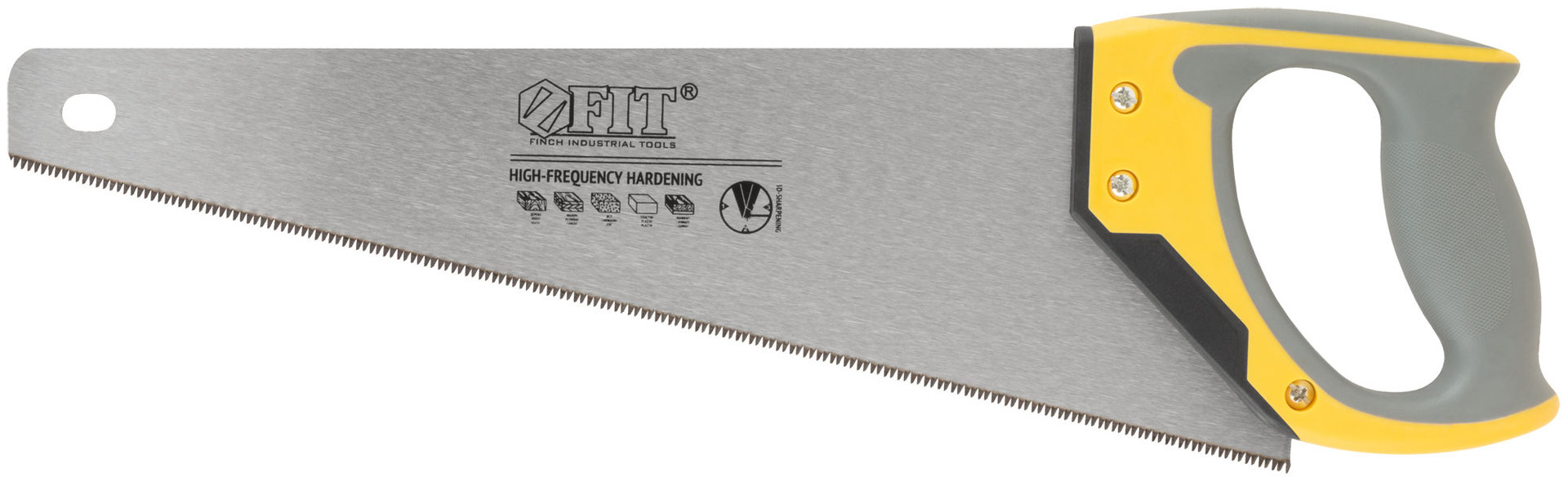 Ножовка по дереву, мелкий каленый зуб 12 ТPI, 3D заточка, 3К пласт.прорезиненная ручка, Профи 400 мм (40482)