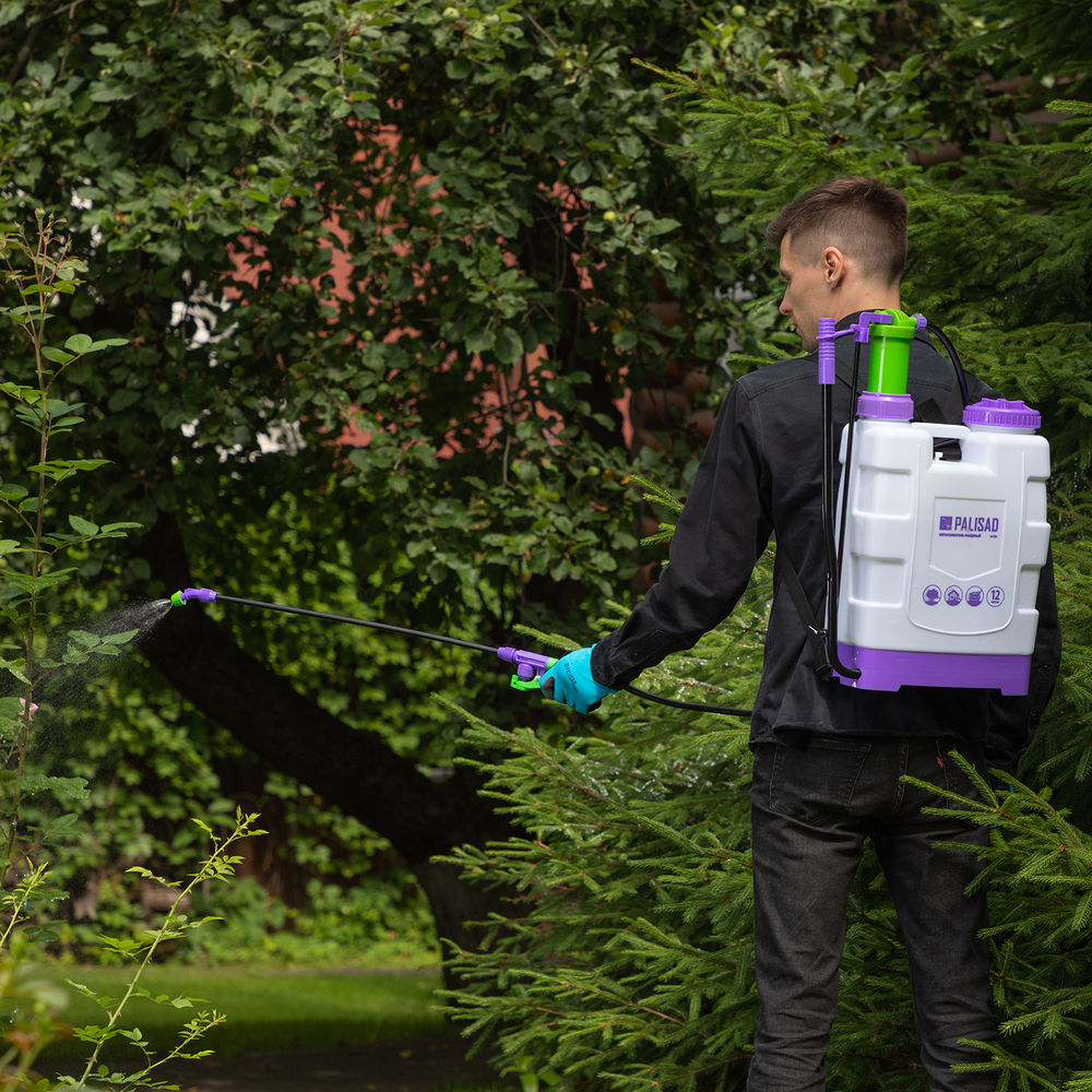 Опрыскиватель ранцевый, 12 л, с насосом, шлангом, разбрызгивателем Palisad (64784)