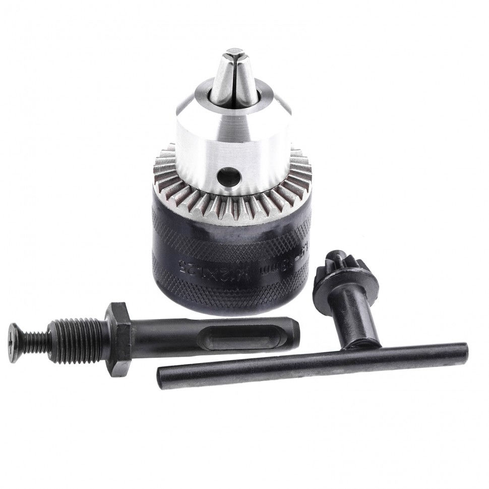 Патрон для дрели ключевой, 1.5-13 мм, М12 х 1.25, адаптер SDS Plus Сибртех (168257)