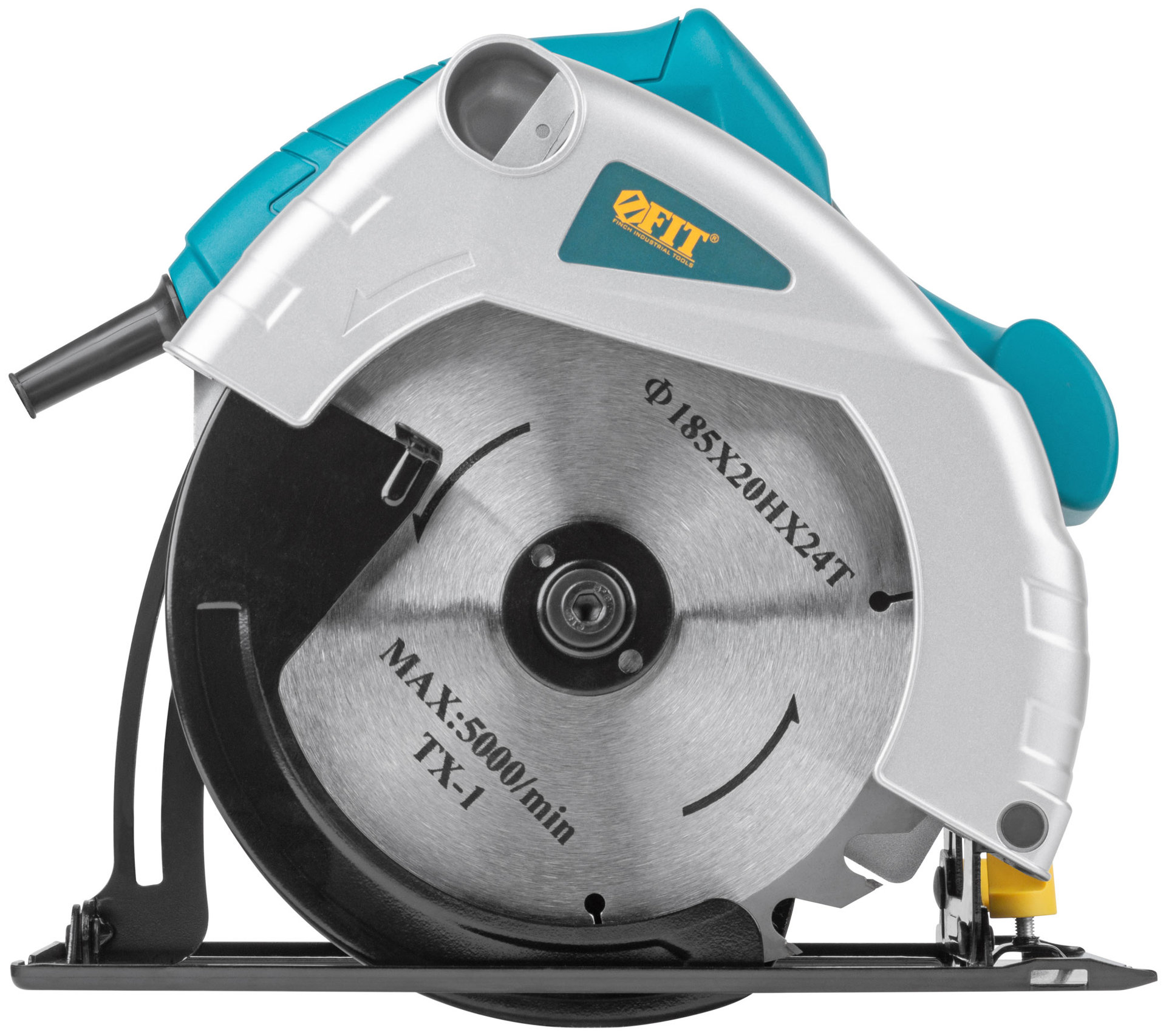 Пила дисковая 1200 Вт; 4500 об/мин; 185/20 мм; 3,0 кг; жел. опора; рез. накл.; коробка (80403)