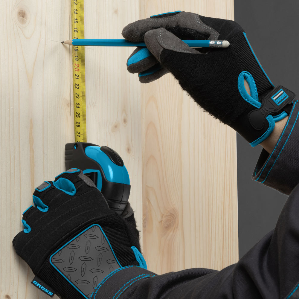 Рулетка Schlagfest,3 м x 19 мм,магнитный обрезиненный зацеп,двусторонняя шкала,Нейлоновое покрытие,автоматическая фиксация Gross