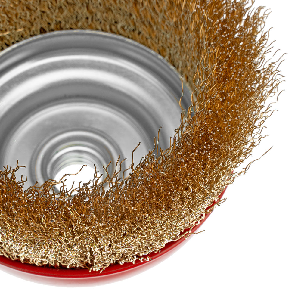 Щетка для УШМ, 100 мм, М14, чашка, латунированная витая проволока Matrix (74605)