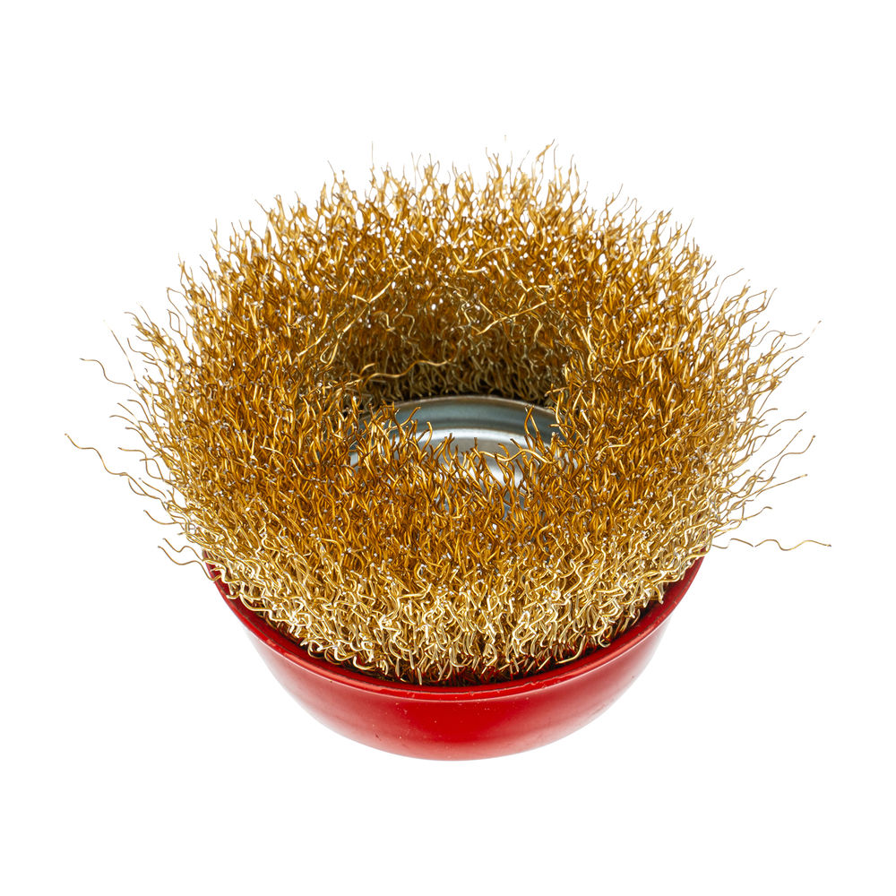 Щетка для УШМ, 65 мм, М14, чашка, латунированная витая проволока Matrix (74603)