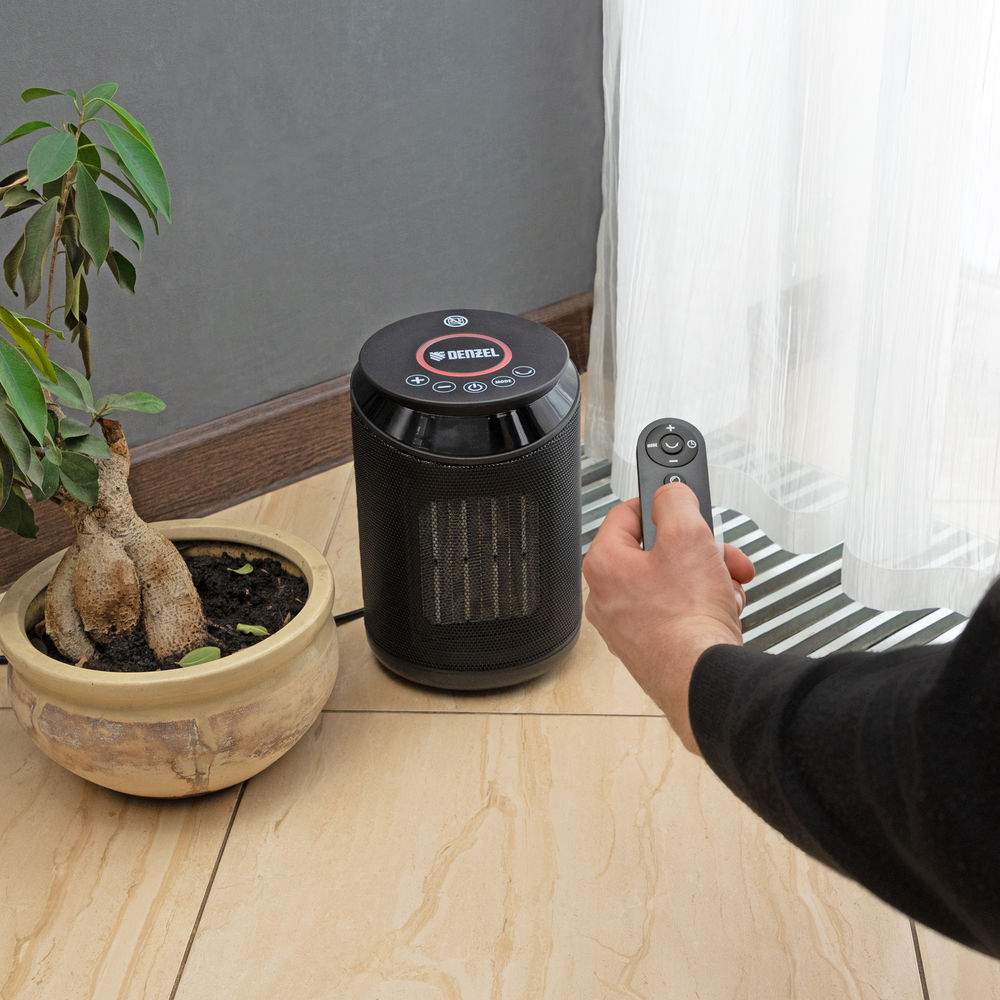 Тепловентилятор керамический DTFC-2000X, 2 кВт, wi-fi, пульт, динамик, вращение, 3 реж. Denzel (96426)