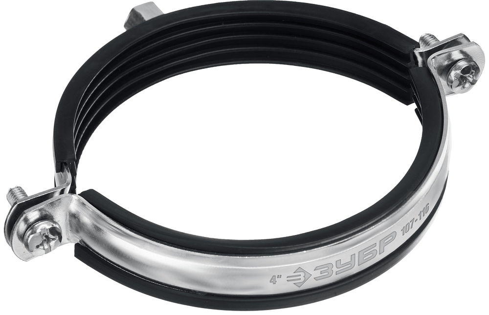 Хомут трубный с гайкой 4, М8/М10, цинк, 10 шт ЗУБР 37880-107-116