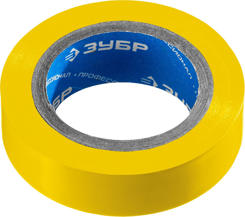 Изолента ПВХ ЭЛЕКТРИК-10 15 мм x 10 м, 6000 В, желтая, не поддерживает горение ЗУБР Профессионал 1233-5_z02
